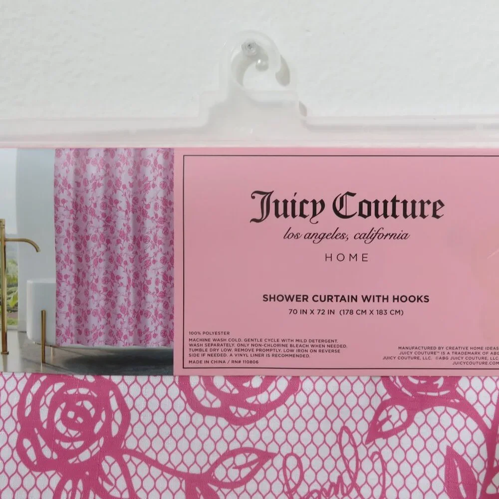 (#G-1) Juicy Couture Shower Curtain with Hooks